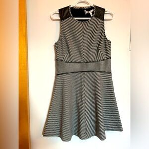10 Crosby Derek Lam fit and flare dress with leather trim